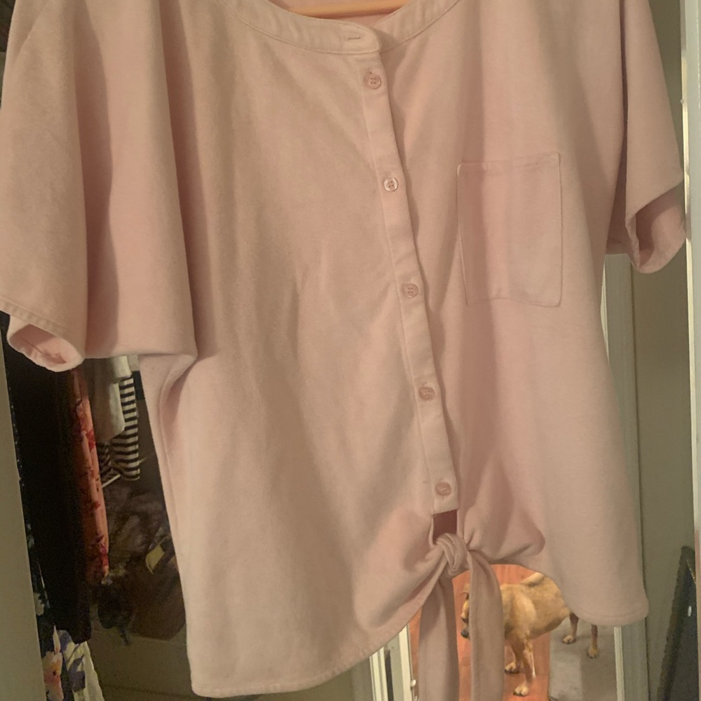 Astars vegan pink suede tie up top
